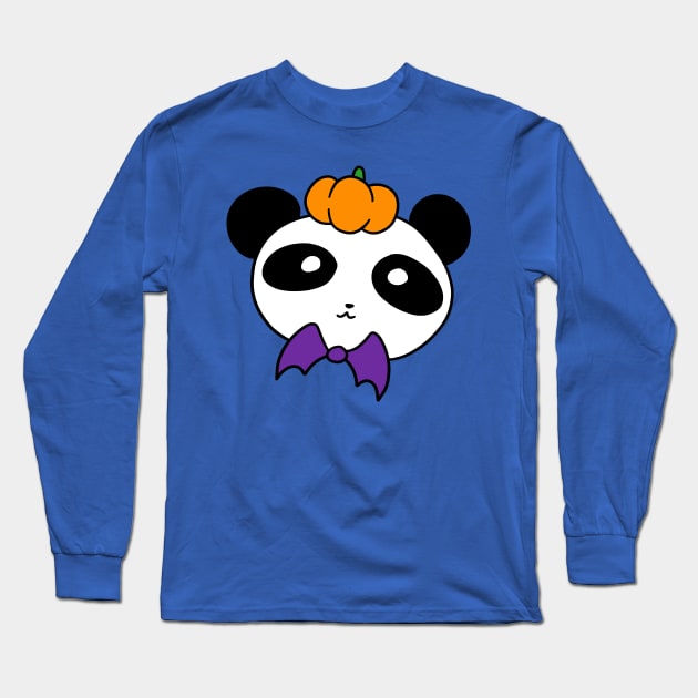 Pumpkin Panda Face Long Sleeve T-Shirt by saradaboru